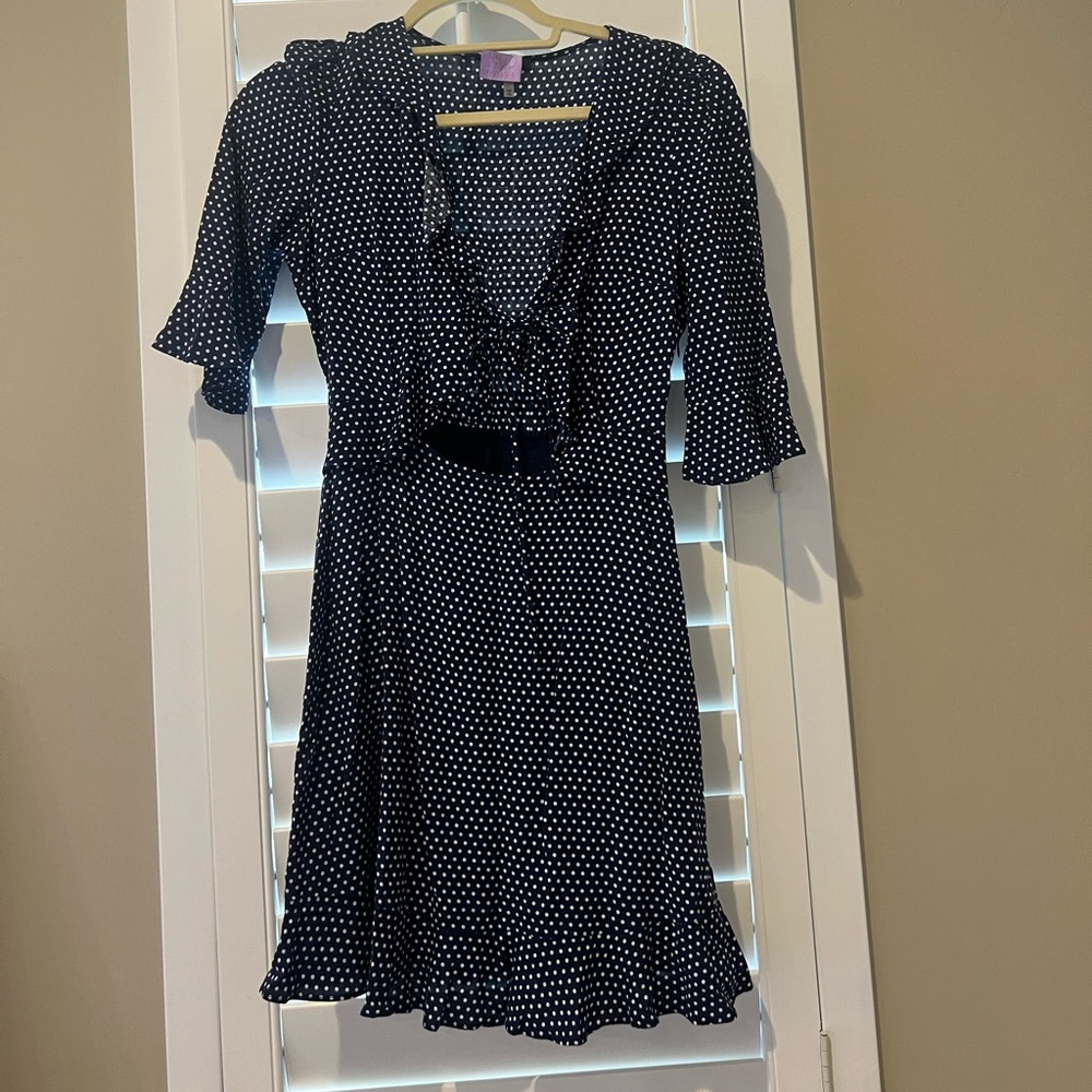 Polka dot cut out mini dress
